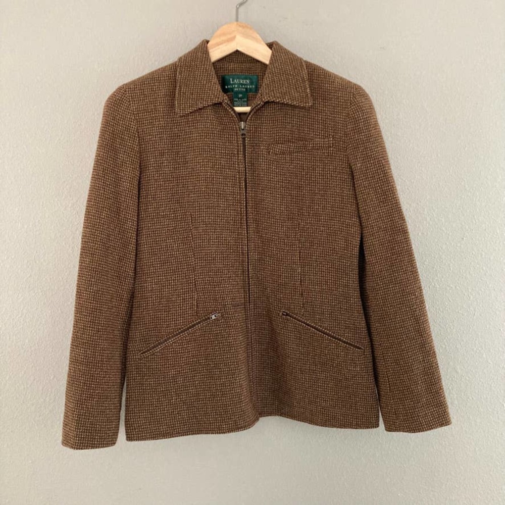 Lauren Ralph Lauren Petite Mini Houndstooth Full Zip Blazer - Vintage - 2P